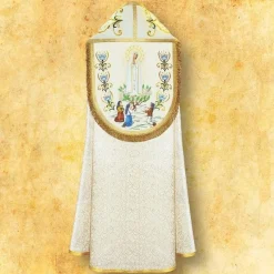 New Articles Religieux JP Chape liturgique avec motif notre dame fatima