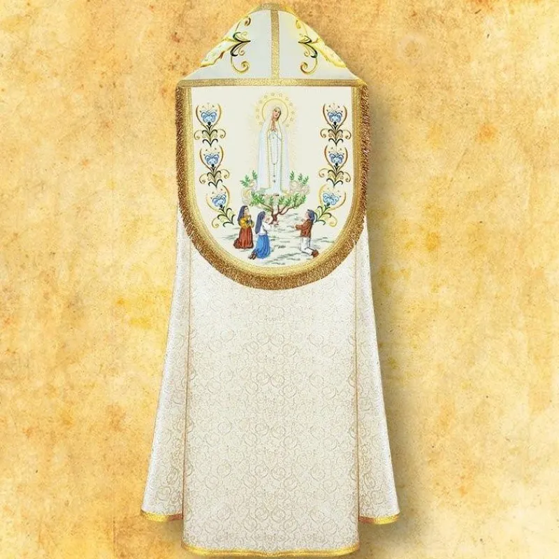 New Articles Religieux JP Chape liturgique avec motif notre dame fatima