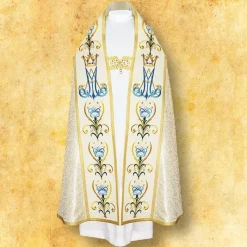 New Articles Religieux JP Chape liturgique avec motif notre dame fatima