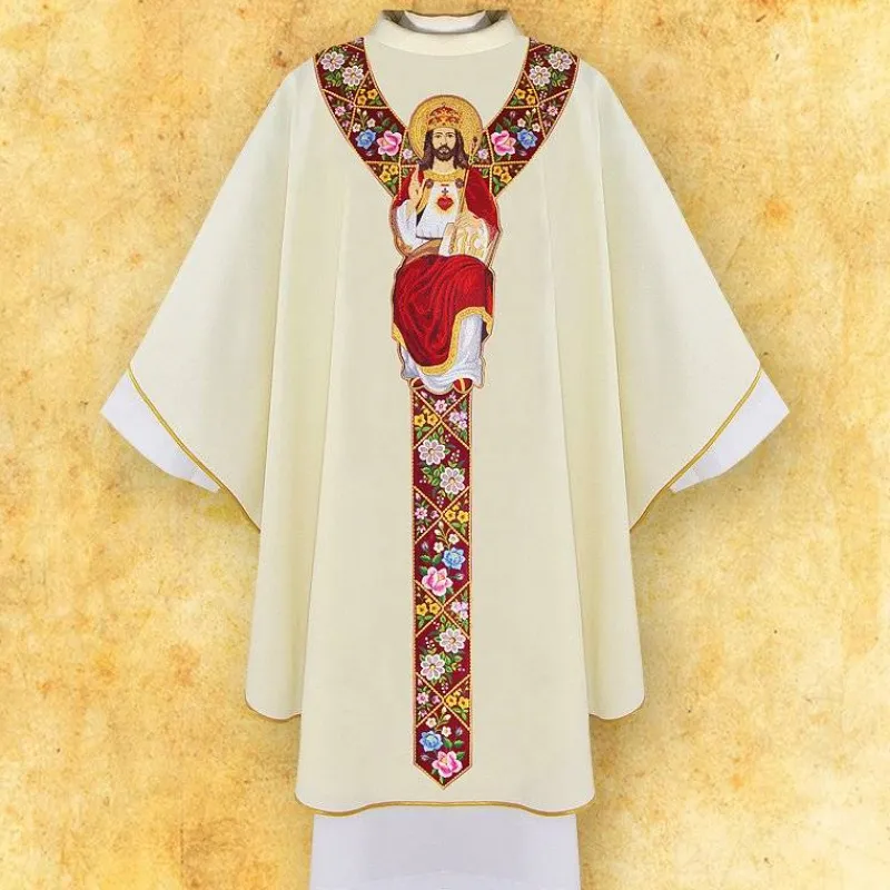Best Sale Articles Religieux JP Chasuble liturgique brodée avec motif Jesus Christ