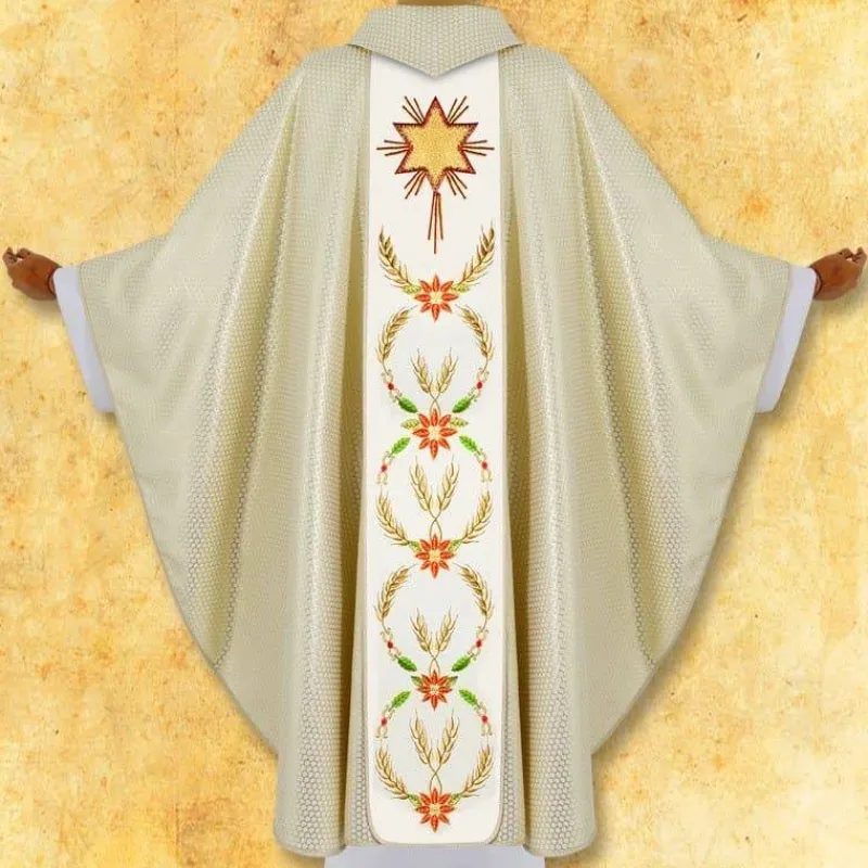 Store Articles Religieux JP chasuble liturgique motif etoile de Noël