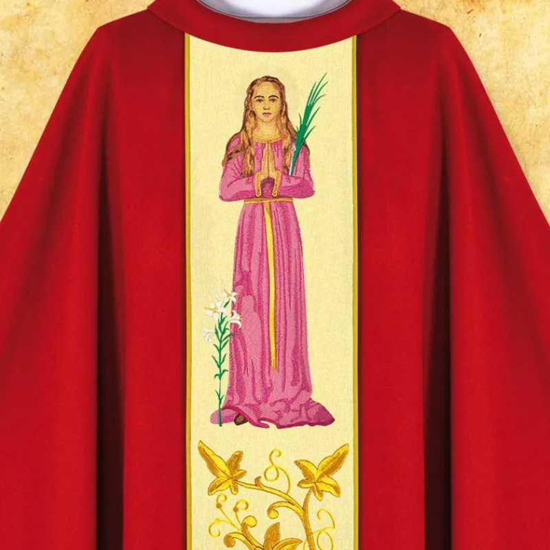 Hot Articles Religieux JP Chasuble liturgique visage Sainte Philomène