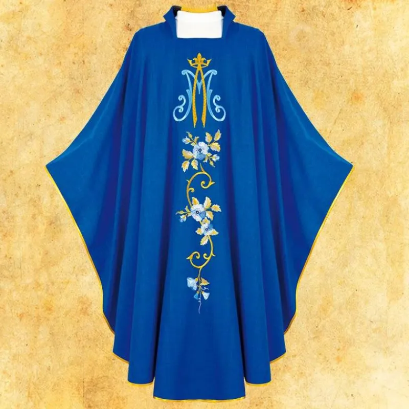 Sale Articles Religieux JP chasuble mariale blue