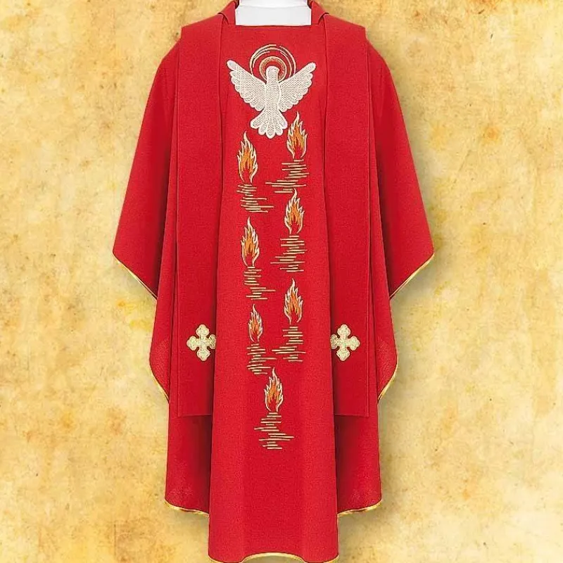 Best Articles Religieux JP chasuble motif saint Esprit rouge
