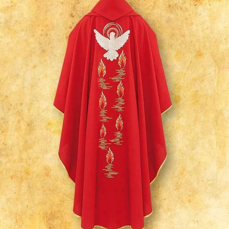 Best Articles Religieux JP chasuble motif saint Esprit rouge