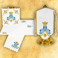 New Articles Religieux JP linge autel brodée mariale royale