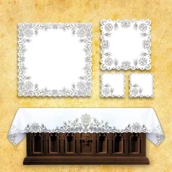 Sale Articles Religieux JP Nappe avec broderie Richelieu gravée au laser - complet