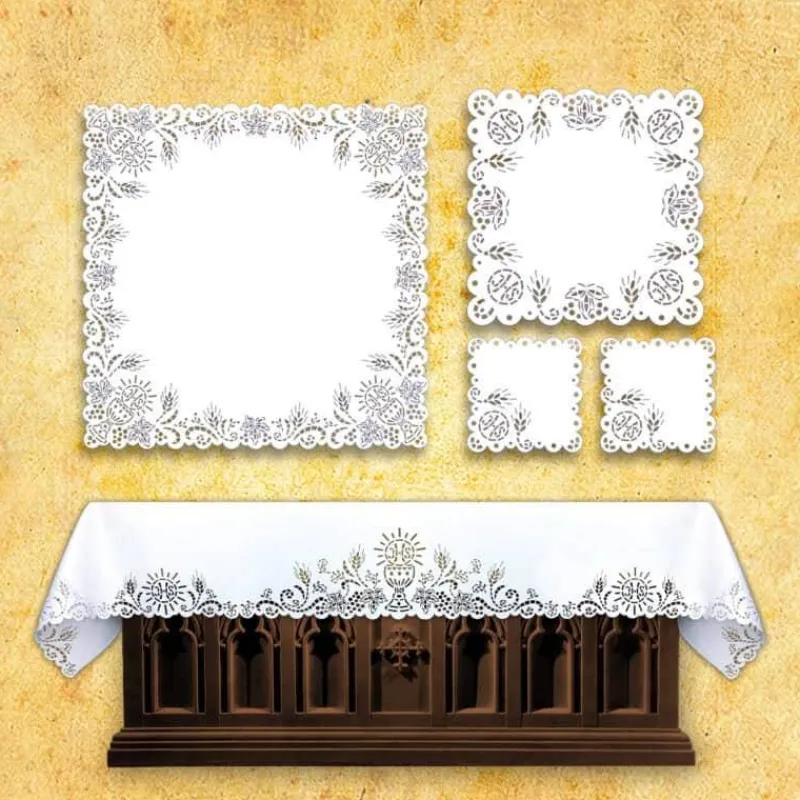 Sale Articles Religieux JP Nappe avec broderie Richelieu gravée au laser - complet