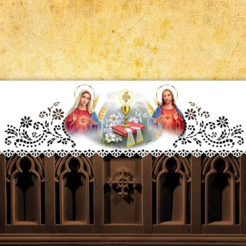 Best Sale Articles Religieux JP Nappe d'autel - Cœur Marie - Cœur Jésus