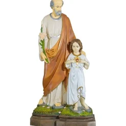 Cheap Articles Religieux JP statue saint Joseph avec Jésus et lis